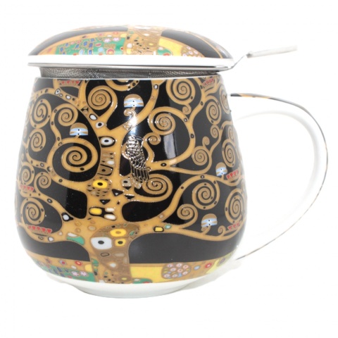 Kubek z sitkiem beczułka Queen Isabell porcelana Klimt Tree