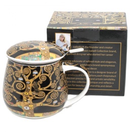 Kubek z sitkiem beczułka Queen Isabell porcelana Klimt Tree