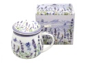 Kubek z sitkiem beczułka Queen Isabell porcelana lawenda