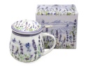 Kubek z sitkiem beczułka Queen Isabell porcelana lawenda