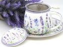 Kubek z sitkiem beczułka Queen Isabell porcelana lawenda