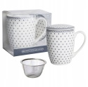 Kubek z zaparzaczem sitko livello porcelana grafitowe kropki