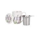 Kubek zaparzacz sitko do ziół lavender porcelana lawenda
