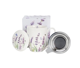 Kubek zaparzacz sitko do ziół lavender porcelana lawenda