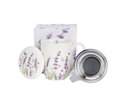 Kubek zaparzacz sitko do ziół lavender porcelana lawenda