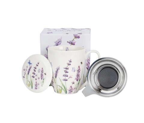 Kubek zaparzacz sitko do ziół lavender porcelana lawenda