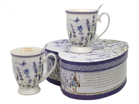 Kubki dla dwojga porcelana lawenda na prezent Queen Isabell
