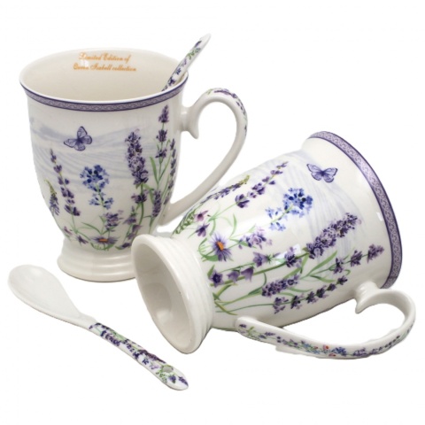 Kubki dla dwojga porcelana lawenda na prezent Queen Isabell