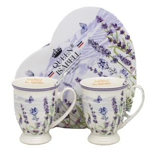 Kubki dla dwojga porcelana lawenda na prezent Queen Isabell