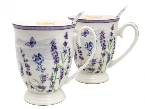 Kubki dla dwojga porcelana lawenda na prezent Queen Isabell
