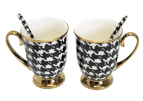 Kubki dla dwojga porcelana na prezent Queen Isabell pepitka