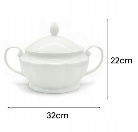 Waza na zupę z pokrywką porcelanowa biała 3,5l serwis