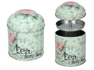 Puszka ozdobna do przechowywania herbaty podwójna pokrywka