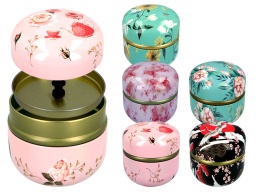 Puszka różowa do przechowywania herbaty podwójna pokrywka