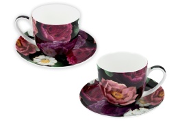 Filiżanki ze spodkami Carmani prezent floral 2 szt do kawy