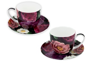 Filiżanki ze spodkami Carmani prezent floral 2 szt do kawy