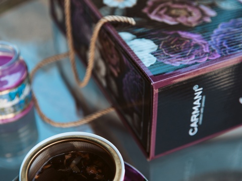 Filiżanki ze spodkami Carmani prezent floral 2 szt do kawy