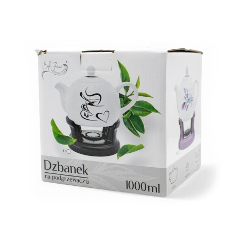 Dzbanek z podgrzewaczem bella czarny marmur ceramika 1l