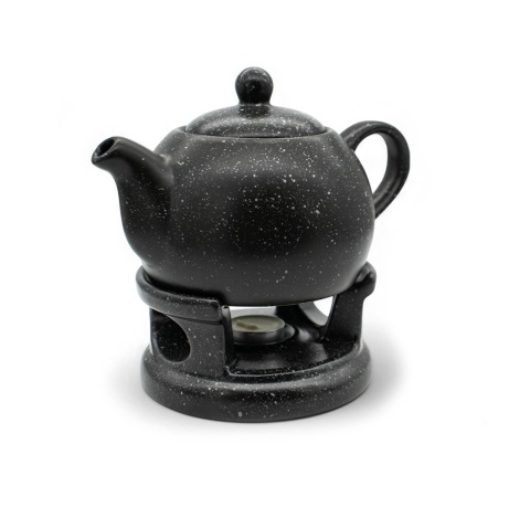 Dzbanek z podgrzewaczem bella czarny marmur ceramika 1l