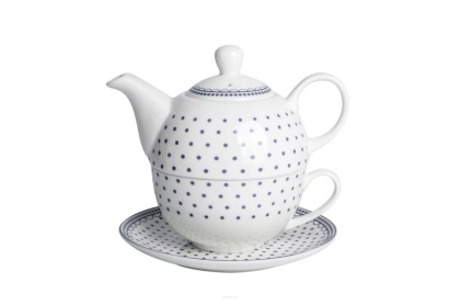 Filiżanka dzbanek zestaw tea for one livello groszki kropki