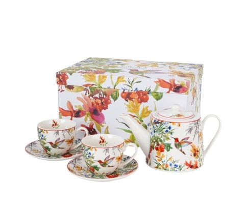 Dzbanek filiżanki spodki zestaw do herbaty kawy linnea