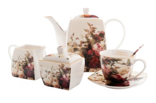 21 el. serwis kawowy English Rose Róża Angielska II gatunek