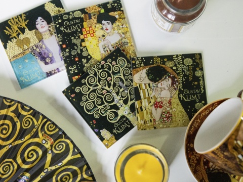 Talerzyki szklana podkładka pod kubek 4 szt Carmani Klimt