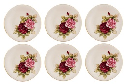 6 CERAMICZNYCH TALERZY DESEROWYCH RÓŻA MIEROSZÓW