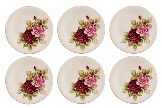 6 CERAMICZNYCH TALERZY DESEROWYCH RÓŻA MIEROSZÓW