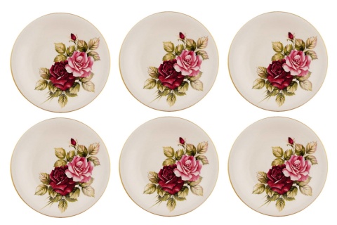 6 CERAMICZNYCH TALERZY DESEROWYCH RÓŻA MIEROSZÓW