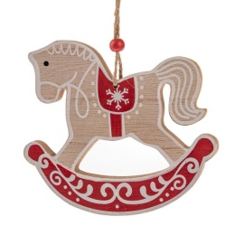 Drewniany konik na biegunach koń ozdoba świąteczna dla dzieci