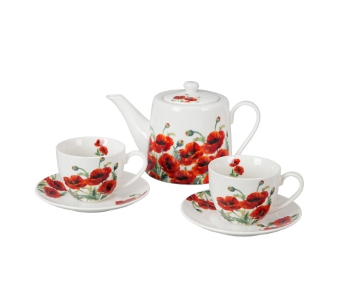 Dzbanek filiżanki spodki zestaw do herbaty kawy poppies maki