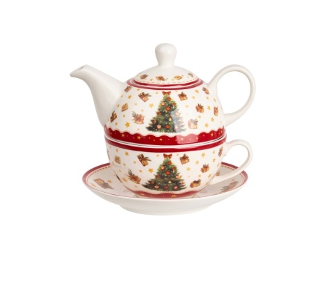 Filiżanka imbryk tea for one Christmas tree choinka święta