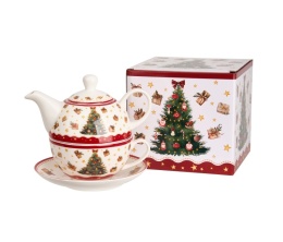 Filiżanka imbryk tea for one Christmas tree choinka święta