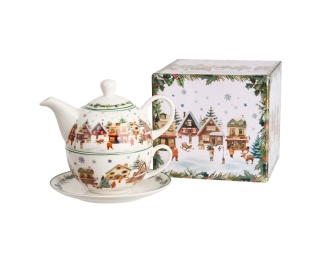 Filiżanka dzbanek tea for one Christmas village na święta