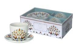 Filiżanki do kawy Livello porcelana 2szt folk kogut prezent
