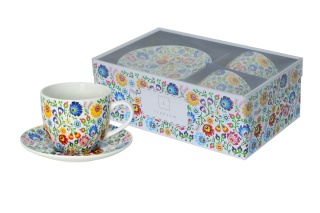 Filiżanki porcelana do kawy Livello 2szt folk kwiaty prezent