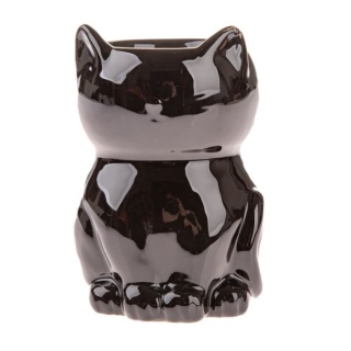 Kominek na olejek wosk zapachowy kot czarny ceramika