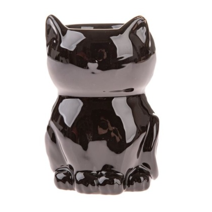 Kominek na olejek wosk zapachowy kot czarny ceramika