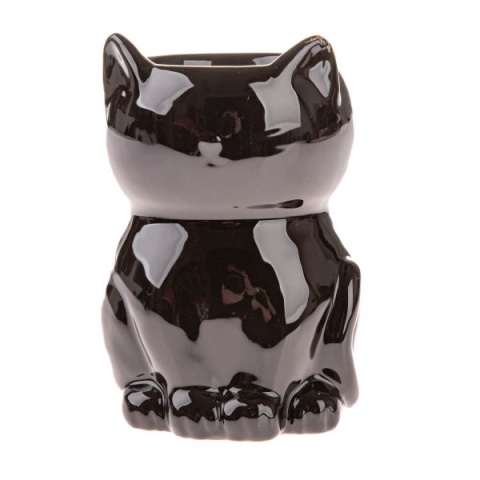 Kominek na olejek wosk zapachowy kot czarny ceramika