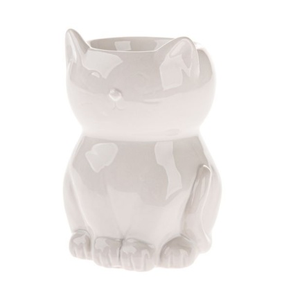 Kominek na wosk olejek zapachowy kot biały ceramika ozdoba