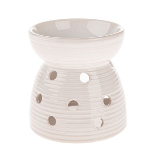 Kominek na wosk olejek zapachowy ceramika biały przecierany