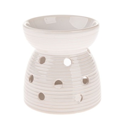 Kominek na wosk olejek zapachowy ceramika biały przecierany