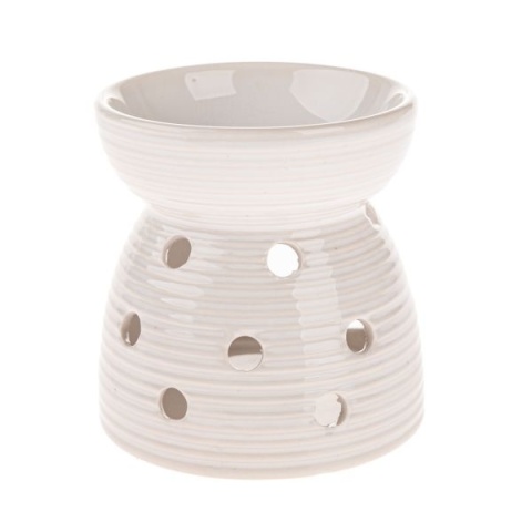 Kominek na wosk olejek zapachowy ceramika biały przecierany