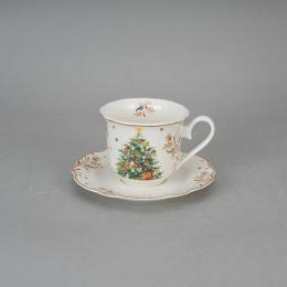 Filiżanki do herbaty prezent na święta choinka porcelana