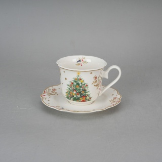 Filiżanki do herbaty prezent na święta choinka porcelana