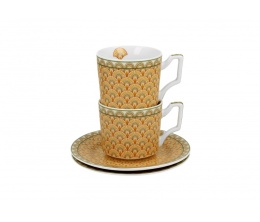 Filiżanki espresso ze spodkami Solis geometric porcelana