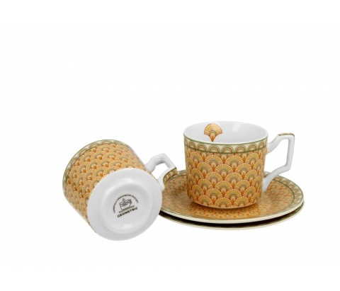 Filiżanki espresso ze spodkami Solis geometric porcelana