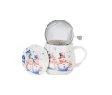 Kubek baryłka sitko filtr Snowman bałwan święta porcelana
