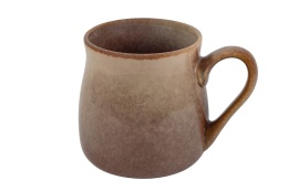 Kubek ceramiczny do kawy herbaty brązowy beżowy na grzańca